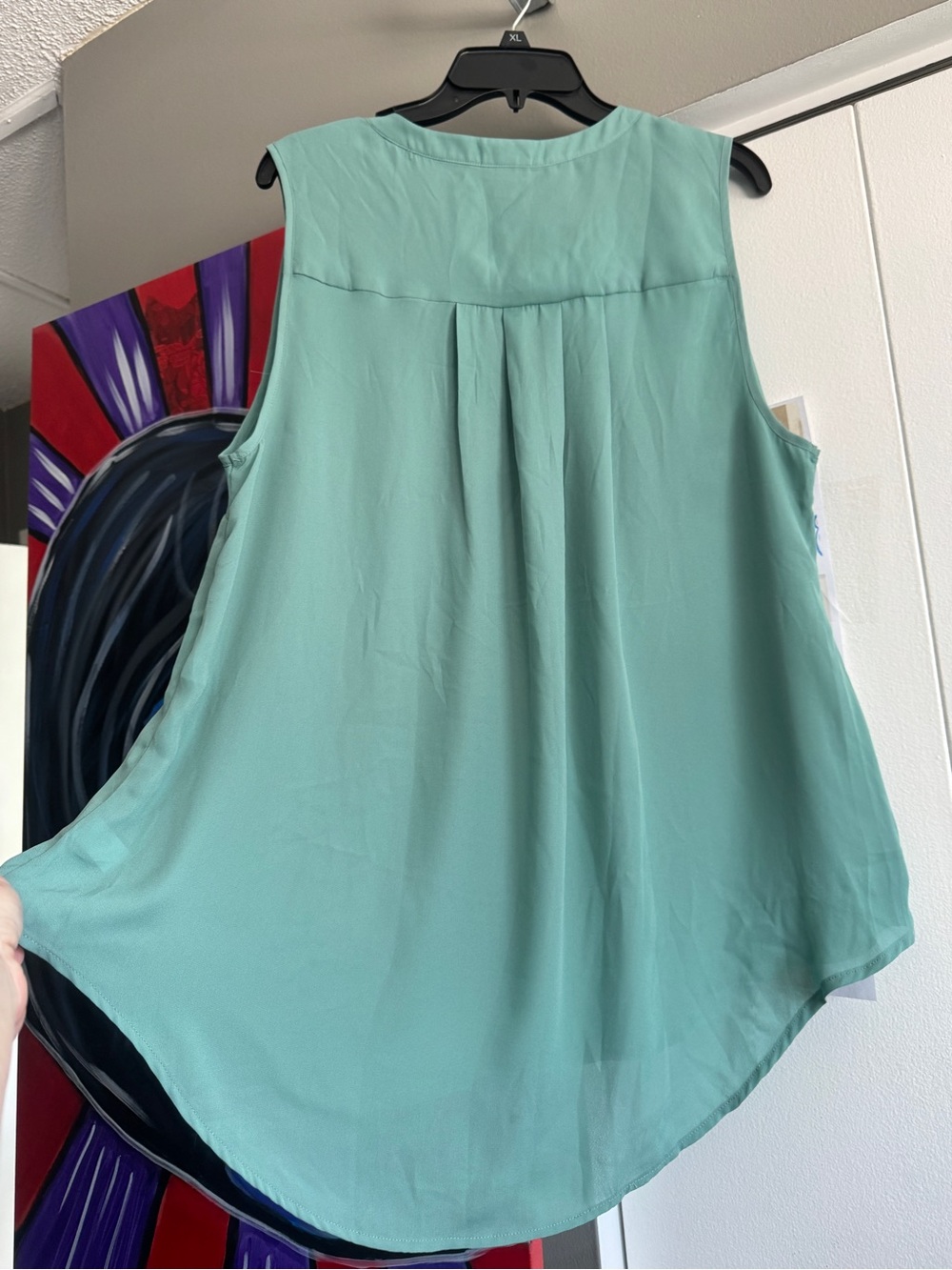 Torrid Sage Green Georgette Sleeveless Hi-Low Button Top sz 1X - Picture 6 of 8
